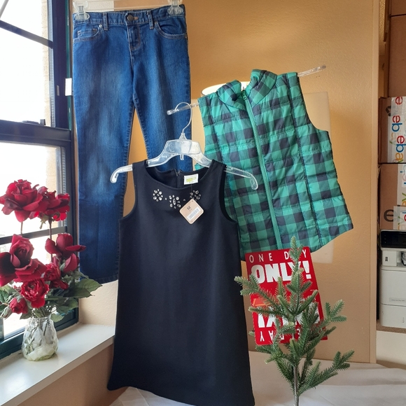 NWT Crazy 8 Bling Jumper + Plaid Puffer + Skinny Jeans Bundle Cyber Mond… - Picture 2 of 5